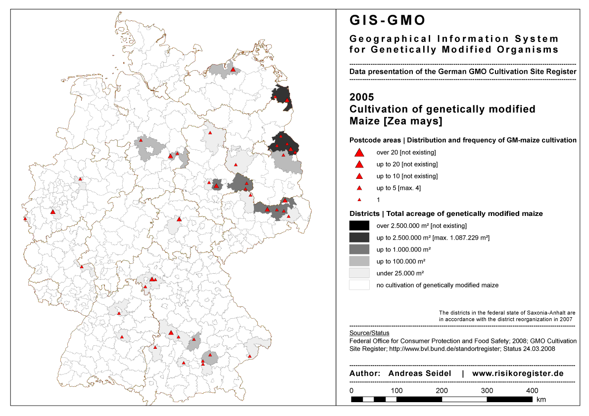 Anbau von Gentechnikmais 2005