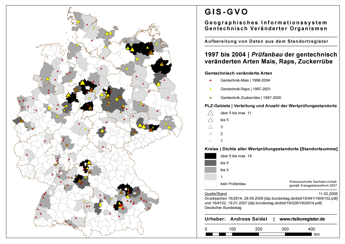 Prfanbau vor Einfhrung Standortregister 1997-2004